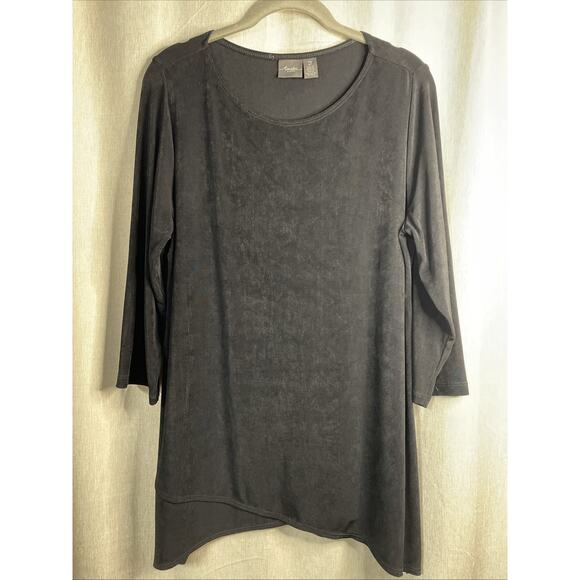 CHICO'S TRAVELERS Top Size 2 - Black - 3/4 Sleeve -STRETCH/ACETATE - Picture 1 of 5